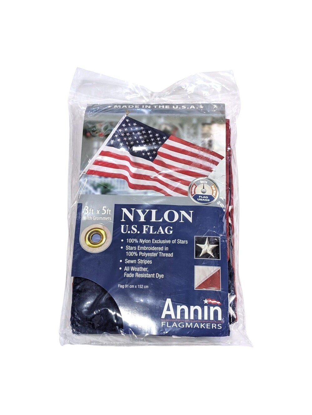 Annin Flagmaker 3ft x 5ft U.S. Flag Heavyweight Nylon Embroidered Stars #9151981
